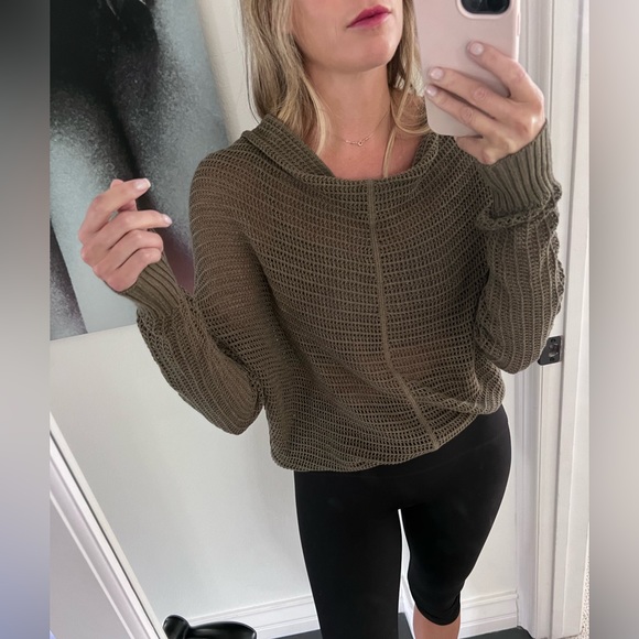 ALL SAINTS olive green knit cowl jumper “crochet” sweater - Picture 2 of 5